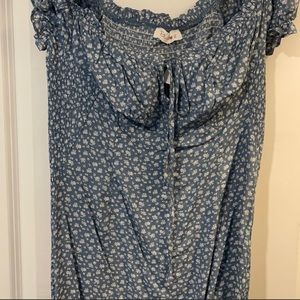 Blue floral drsss
